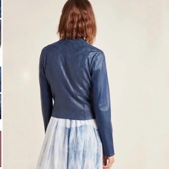 ANTHROPOLOGIE blank NYC blue snake faux leather jacket - Picture 3 of 11